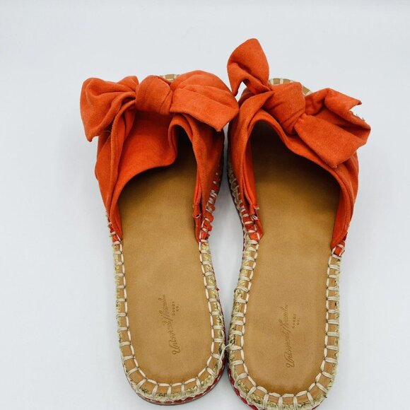 Universal Thread Sandals Womens Size 8.5 Orange Bow Espadrille Flat Comfort - Picture 12 of 12